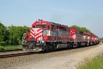 A quintet of SD40-2s led by the 30th Anniversary unit blast through with WSOR T003